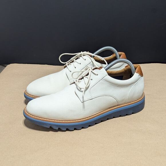 Johnston and Murphy Braydon Plain Toe Dress Shoes Off White Nubuck Cream Leather - Picture 1 of 9
